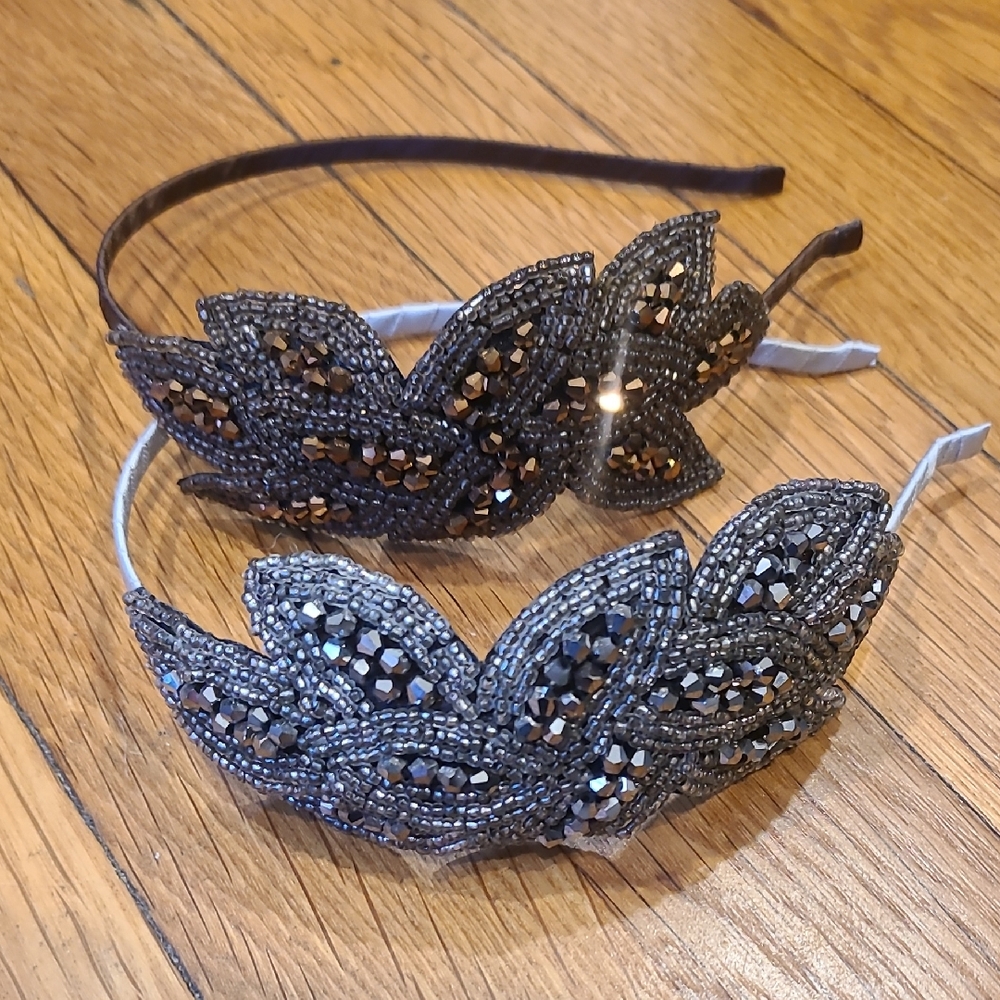 Brown and Silver Beaded Headbands